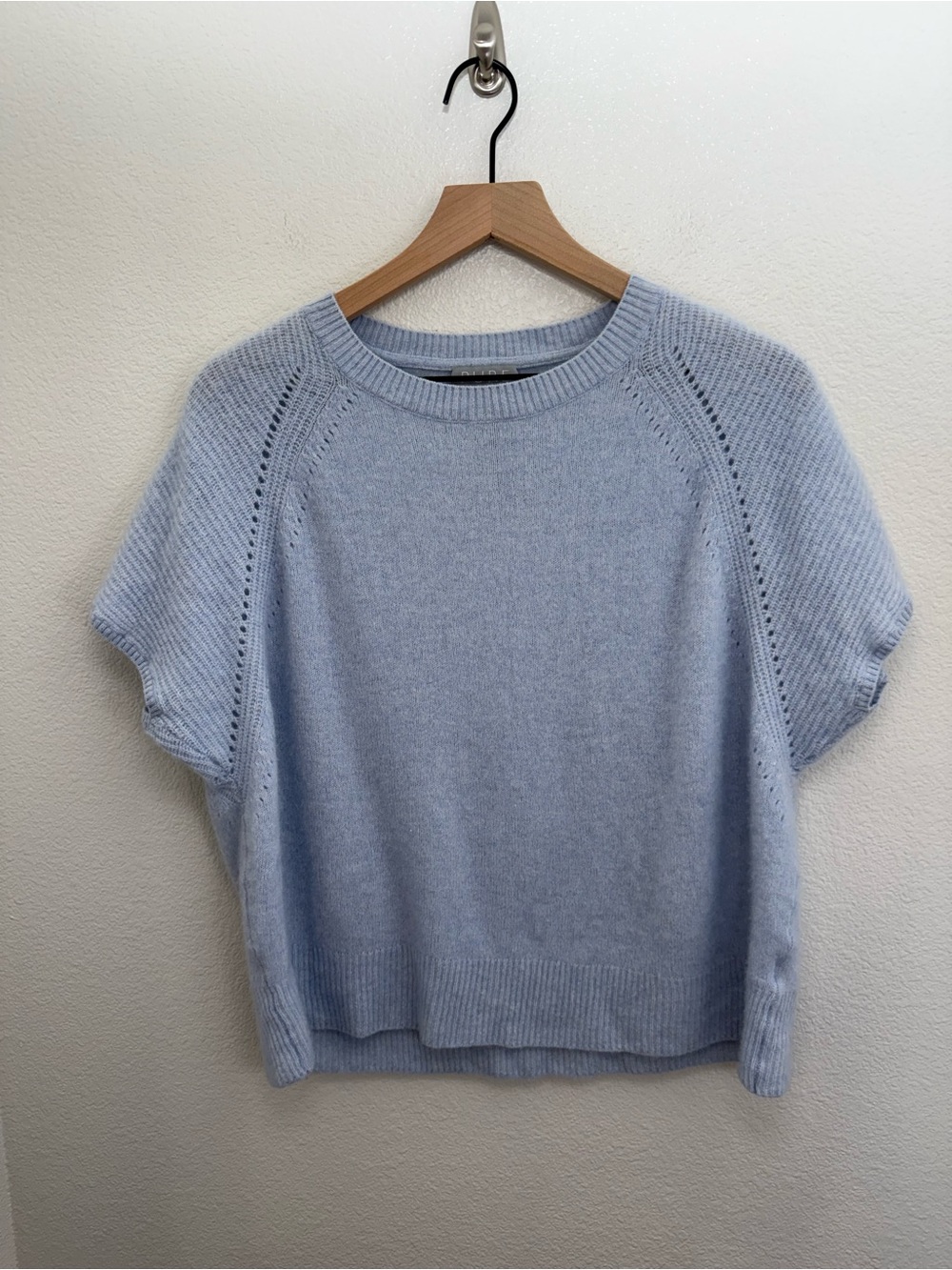 Pure Collection 100% Cashmere Short Sleeve Sweater Knit Top NWOT